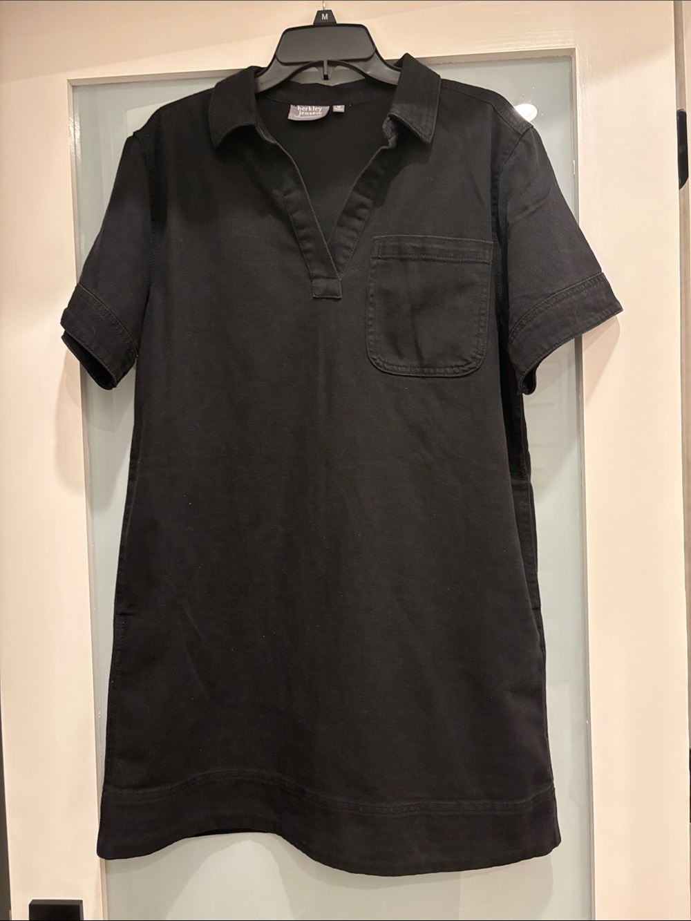Women's Black Polo Mini Dress with Pocket